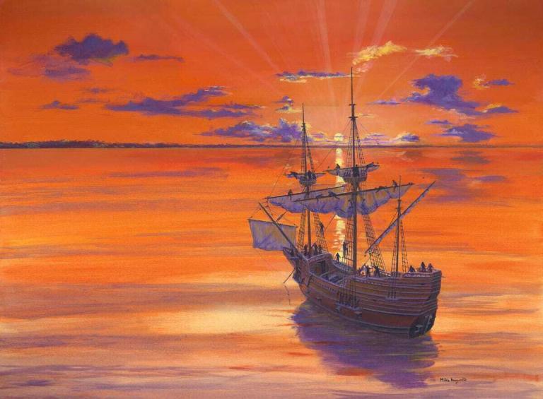 Mayflower Ship at Dawn