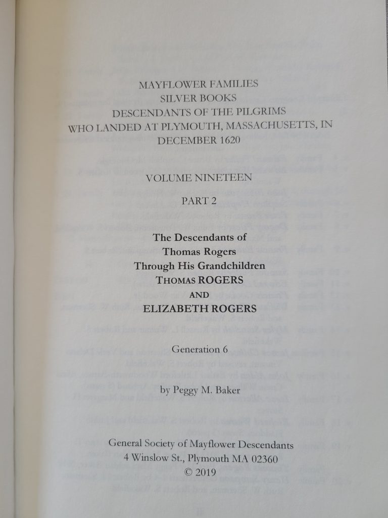 Silver Book - Rogers Title Page