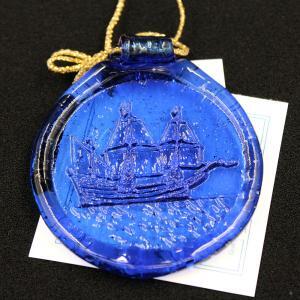 Mayflower Ship Hand-Pressed Glass Medallion