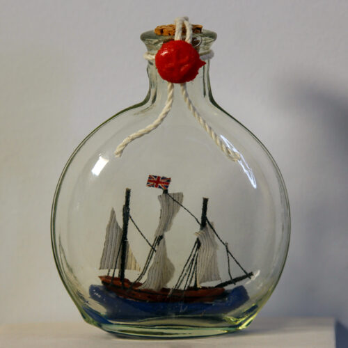 Mayflower Ship in Glass Bottle 4"